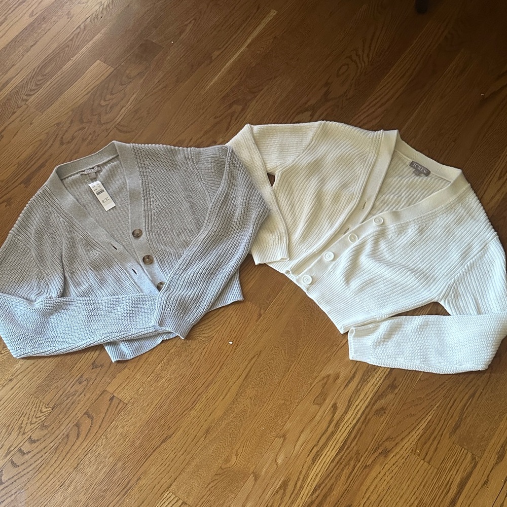NWT grey & cream cropped cardigans S